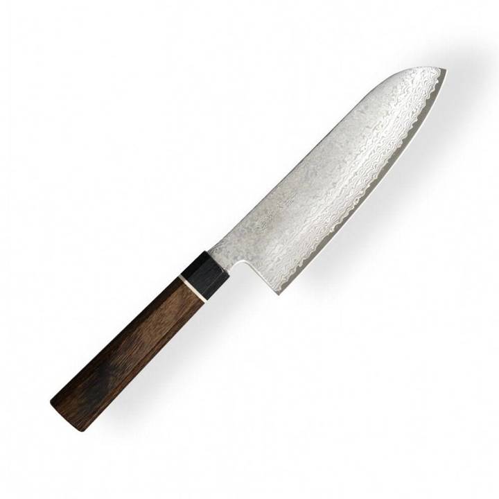 Nóż kuchenny ze stali damasceńskiej Suncraft Senzo Black Santoku 167 mm