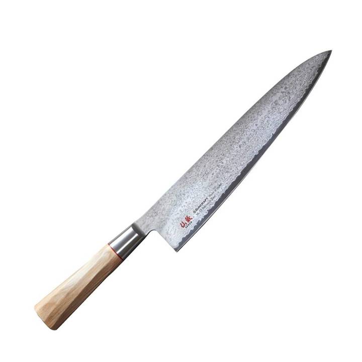 Nóż kuchenny ze stali damasceńskiej Suncraft Senzo Twisted Octagon Chef 240 mm