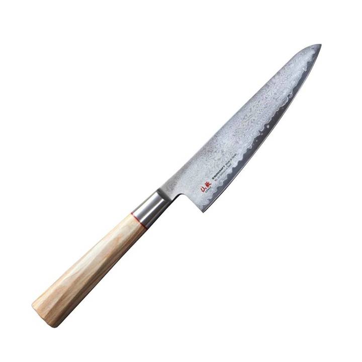 Nóż kuchenny ze stali damasceńskiej Suncraft Senzo Twisted Octagon Santoku small 143 mm