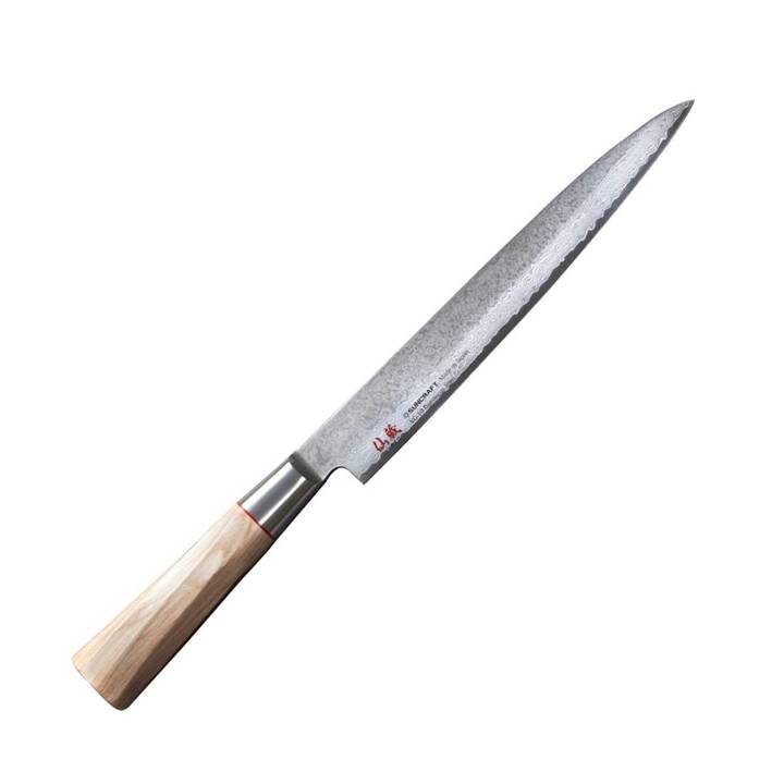 Nóż kuchenny ze stali damasceńskiej Suncraft Senzo Twisted Octagon Sashimi 210 mm