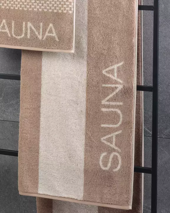 Ręcznik Cawo Sauna Clock stripes Natur-caramel